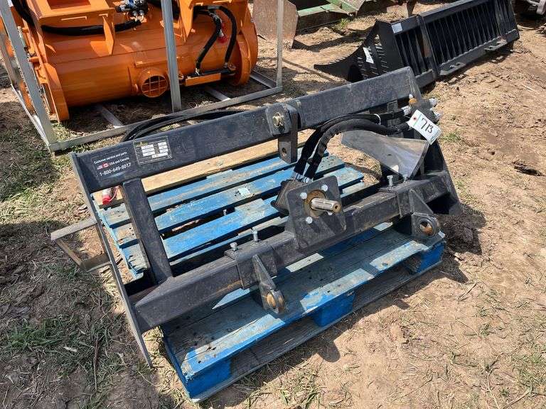 Land honor skid steer to 3 pt. with 540 PTO, owner states new,row:7