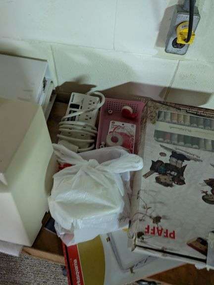 Sewing Machine Table with Sewing Machine and Contents