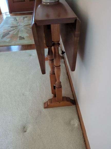 Drop Leaf Table with Lamp and Glass Bowl