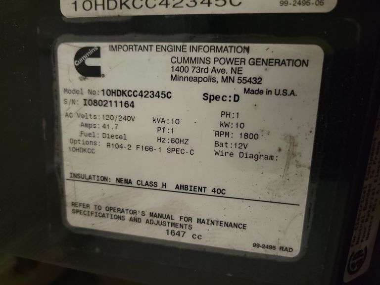 Cummins Onan Commercial Generator