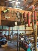Misc Fire Extinguishers, Ice Tongs, Rail Coach Kerosene Lamp