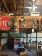 Misc Fire Extinguishers, Ice Tongs, Rail Coach Kerosene Lamp