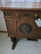 Vintage Credenza, Folding Table, End Table, and Mirror