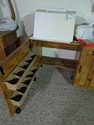 Sewing Machine Table with Sewing Machine and Contents