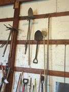 Shovels, Picks, Rakes (hanging)