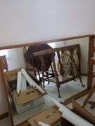Vintage Credenza, Folding Table, End Table, and Mirror