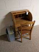 Secretary desk and paper shredder