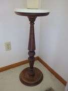 2 Pedestal Ends with Lamp and Bach Statue