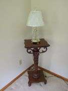 2 Pedestal Ends with Lamp and Bach Statue