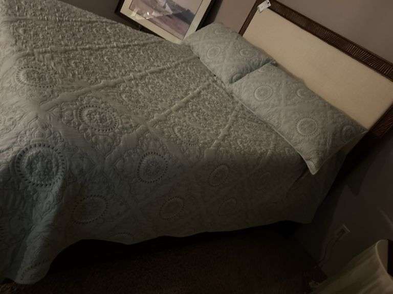 Queen size bed.  In basement bring help to load out.