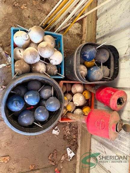 Cup flags, tee box markers, and ball washers
