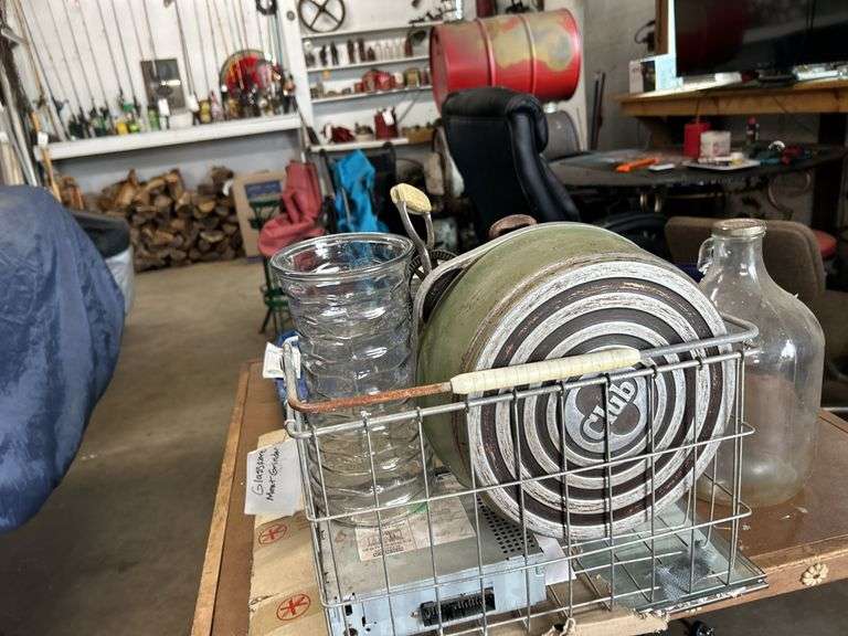 Glassware and meat grinder