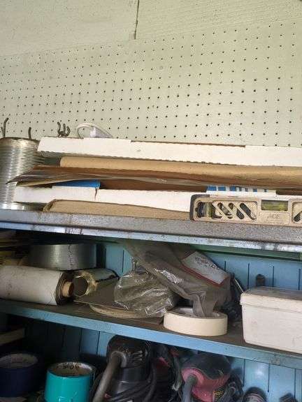 Cabinet and contents misc. sanders tape and cutting torch tips and heads