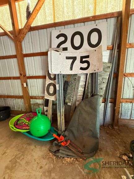 Assorted yardage signs and more