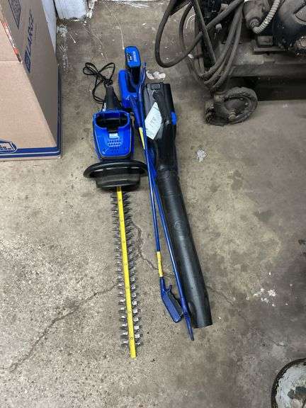 Grabbers, leaf blower, and hedge trimmer