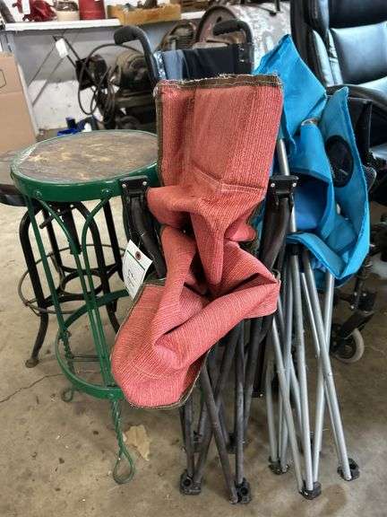 Camping chairs, stools, and wheelchair