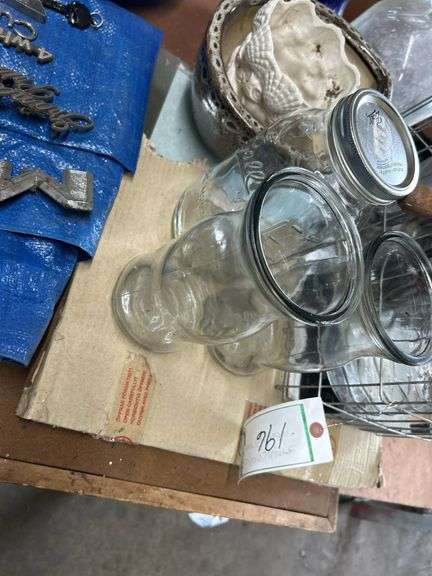 Glassware and meat grinder