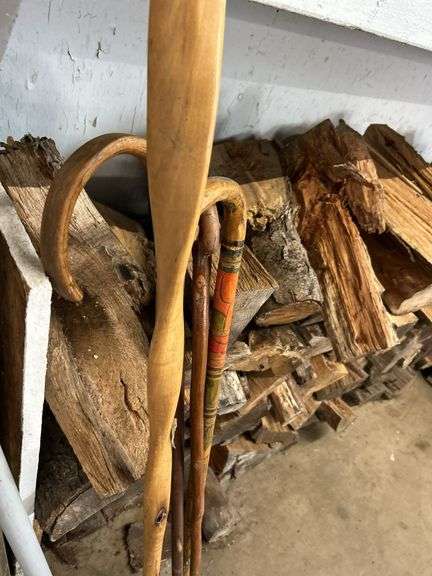 Wooden canes and walking stick