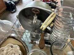 Glassware and meat grinder