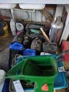 Misc paint tools, cleaners hoses, fire extinguisher, coolers