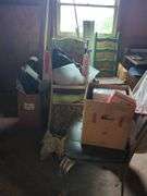 Contents of left half of attic, does not include trains in and on glass case