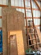 2 wooden ladders and assorted wood