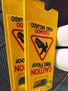 Paper towel and caution signs