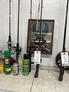 Fishing poles and miscellaneous items