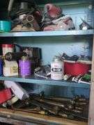Cabinet and contents misc. sanders tape and cutting torch tips and heads