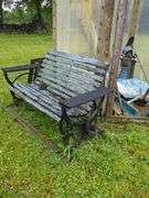 Wooden bench and contents of shed/greenhouse