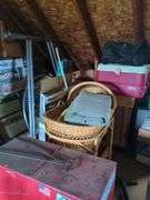 Contents of left half of attic, does not include trains in and on glass case