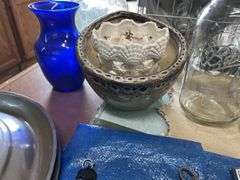 Glassware and meat grinder