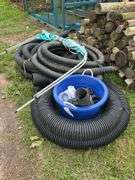 Misc. drain tile plastic fittings, drain, check valve, and 6" 21' perf. plastic corrugated 3" 29' perf. pipe & 4" 53' non-perf. row:4