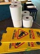 Paper towel and caution signs