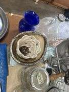 Glassware and meat grinder