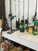 Fishing poles and miscellaneous items