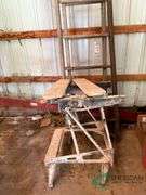 Wooden extension ladder and clamp bench