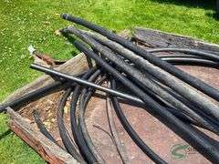 Irrigation pipes pieces and yard trailer