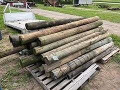 (64) treated 8' fence post, corner & line, row:4