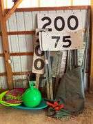 Assorted yardage signs and more