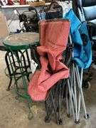Camping chairs, stools, and wheelchair