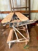 Wooden extension ladder and clamp bench