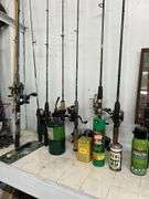 Fishing poles and miscellaneous items