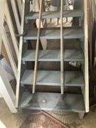 Misc yard tools, rakes, shovels, brooms, pitch fork