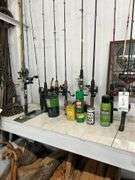 Fishing poles and miscellaneous items