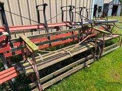 Numerous park benches
