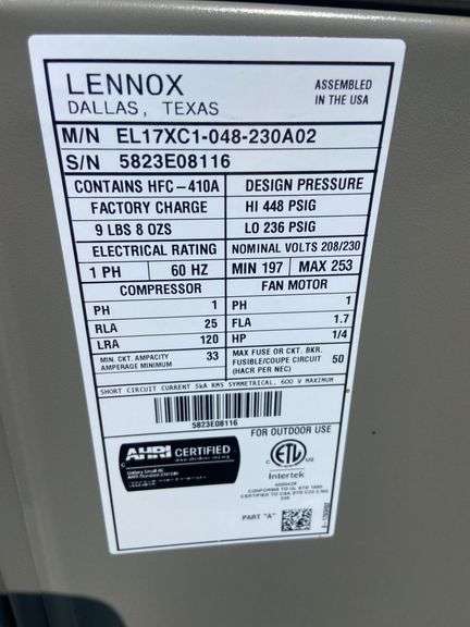 Lennox air conditioning unit