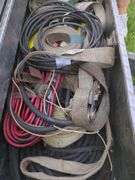 aluminum storage box and contents, straps, electric cord