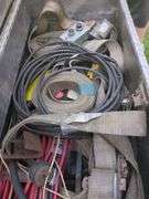 aluminum storage box and contents, straps, electric cord