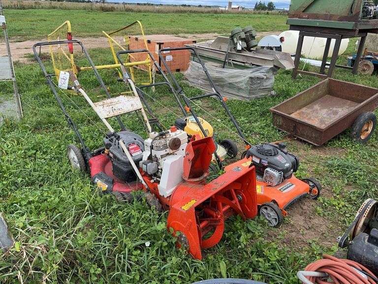 (3) push mowers & (1) Ahrens snow blower, row:9 image